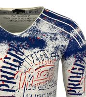 Chemise à manches longues pour homme de style vintage Work in Progress, chemise à manches longues, col rond, en coton R-10109 Écru-Blanc