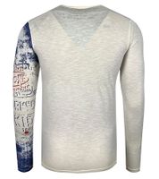 Chemise à manches longues pour homme de style vintage Work in Progress, chemise à manches longues, col rond, en coton R-10109 Écru-Blanc