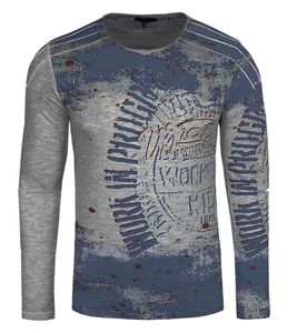 Herren Longsleeve im Vintage-Stil Work in Progress Langarm-Shirt Rundhals Baumwoll-Shirt R-10109 Dunkelgrau
