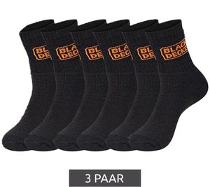 3 Paar BLACK+DECKER Herren Arbeits-Socken mit Cushion Terry Baumwoll-Socken Work-Socken OEKO-TEX Standard 100 BX/OBII/1/TEKE Anthrazit/Schwarz