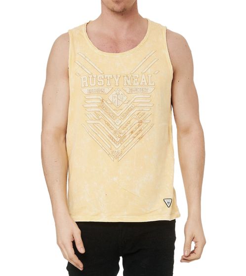 Canotta da uomo in stile vintage Maglia a maniche lunghe con stampa urbana Top estivo R-15247 giallo