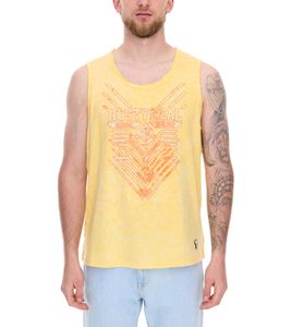 Herren Tank-Top im Vintage-Design ärmelloses Shirt mit Urban-Print Sommer-Top R-15247 Gelb
