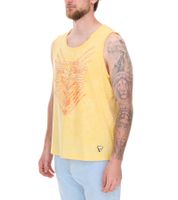 Débardeur homme au design vintage Chemise à manches longues avec imprimé urbain Haut d'été R-15247 jaune