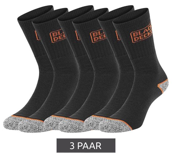 3 pairs of BLACK+DECKER men's work socks with cushion terry cotton socks, work socks OEKO-TEX Standard 100 BX/OVICS1TEKEBX347 Black/Mottled