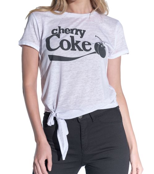 Maglietta da donna Coca-Cola con stampa "cherry Coke" in cotone a scollo tondo, 900468, bianca