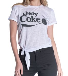 Maglietta da donna Coca-Cola con stampa "cherry Coke" in cotone a scollo tondo, 900468, bianca