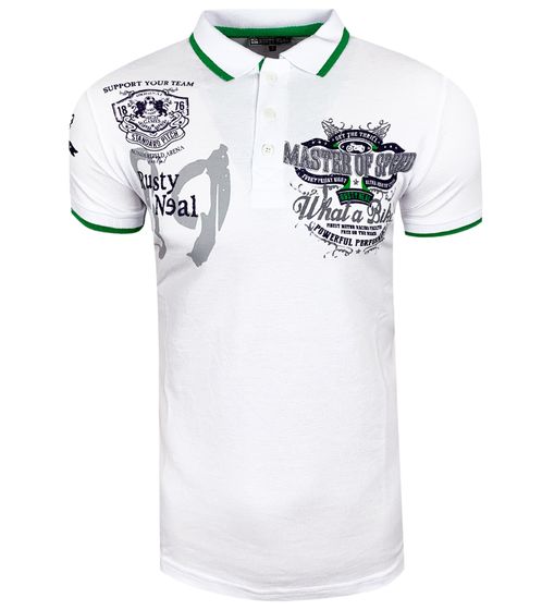 Polo de hombre, versátil polo piqué de algodón R-15221 Blanco