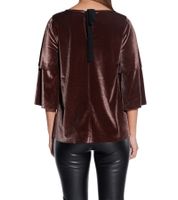 Camisa de mujer Vestino de terciopelo suave con divertidas mangas con volantes, camisa informal 901389 marron