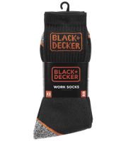 3 Paar BLACK+DECKER Herren Arbeits-Socken mit Cushion Terry Baumwoll-Socken Work-Socken OEKO-TEX Standard 100 BX/OBII in Anthrazit/Schwarz, Schwarz/Meliert oder Schwarz/Grau