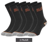 3 paires de chaussettes de travail pour hommes BLACK+DECKER avec chaussettes en coton éponge rembourrées, chaussettes de travail OEKO-TEX Standard 100 BX/OBII en anthracite/noir, noir/chien ou noir/gris