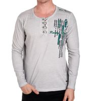 Camicia da uomo a maniche lunghe con stampa semplice e abbottonatura, maglione estivo in cotone a maniche lunghe per il tempo libero R-10139 Grigio