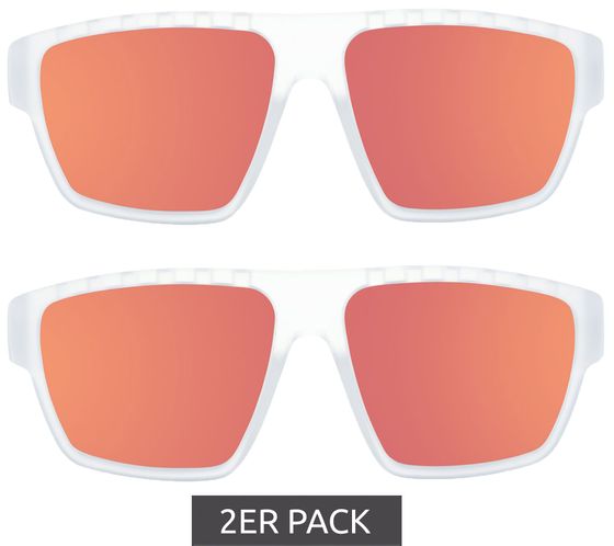 Pack de 2 gafas de sol adidas Sport para hombre con lentes rojo/naranja y patillas transparentes. Gafas de ocio SP0008 6126G Transparente.