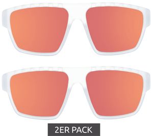 2er Sparpack adidas Sport Herren Sonnen-Brille mit rot/orangenen Gläsern und transparenten Bügeln Freizeit-Brille SP0008 6126G Transparent