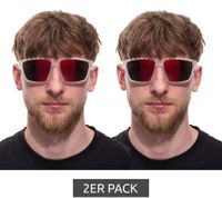 2er Sparpack adidas Sport Herren Sonnen-Brille mit rot/orangenen Gläsern und transparenten Bügeln Lauf-Brille SP0008 6126G Transparent