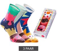 9 Paar TASTIQ Baumwoll-Socken mit Print lange Strümpfe in stylischer Geschenkbox Tas/1/CSX3 mit Pizza oder Donut Print