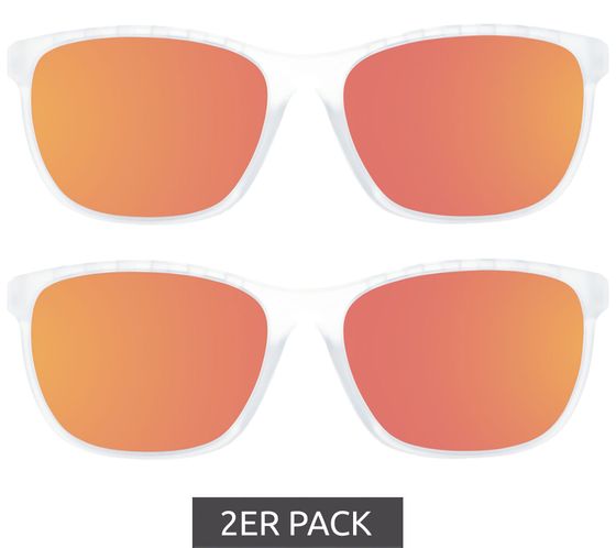 2er Sparpack adidas Sport Herren Sonnen-Brille mit rot/orangenen Gläsern und transparenten Bügeln Freizeit-Brille SP0014 6226G Transparent