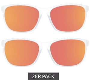 2er Sparpack adidas Sport Herren Sonnen-Brille mit rot/orangenen Gläsern und transparenten Bügeln Freizeit-Brille SP0014 6226G Transparent