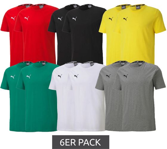 6er Pack PUMA TeamGoal 23 Jungen & Mädchen Sport-Shirt Baumwoll-Shirt mit Logo-Patch T-Shirt 656709 in Grün, Schwarz, Grau, Gelb, Rot oder Weiß