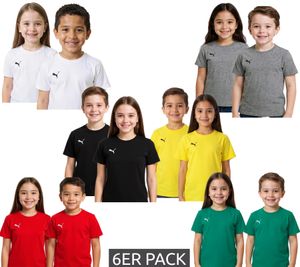 Confezione da 6 magliette sportive PUMA TeamGoal 23 per bambini e bambine, magliette in cotone con toppa con logo, T-shirt 656709 in verde, nero, grigio, giallo, rosso o bianco Confezione da 6 magliette sportive PUMA TeamGoal 23 per bambini e bambine, magliette in cotone con toppa con logo, T-shirt 656709 in verde, nero, grigio, giallo, rosso o bianco