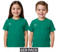 Lot de 6 t-shirts de sport PUMA TeamGoal 23 pour garçons et filles, en coton avec patch logo, T-shirt 656709 en vert, noir, gris, jaune, rouge ou blanc