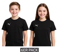 Lot de 6 t-shirts de sport PUMA TeamGoal 23 pour garçons et filles, en coton avec patch logo, T-shirt 656709 en vert, noir, gris, jaune, rouge ou blanc