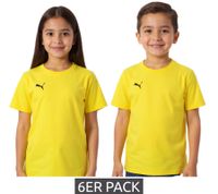 6er Pack PUMA TeamGoal 23 Jungen & Mädchen Sport-Shirt Baumwoll-Shirt mit Logo-Patch T-Shirt 656709 in Grün, Schwarz, Grau, Gelb, Rot oder Weiß
