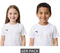 6er Pack PUMA TeamGoal 23 Jungen & Mädchen Sport-Shirt Baumwoll-Shirt mit Logo-Patch T-Shirt 656709 in Grün, Schwarz, Grau, Gelb, Rot oder Weiß