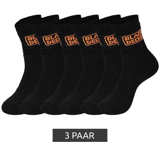 3 Pairs of BLACK+DECKER Men's Work Socks with Cushion Terry Cotton, OEKO-TEX Standard 100 BX/OBII/1/DEKCX347 Black