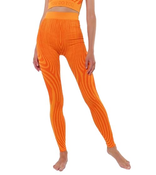 Leggings da donna YOU DO YOU, a righe, alla moda, pantaloni da allenamento, sportivi, a vita alta, yoga, moda 904981, arancione