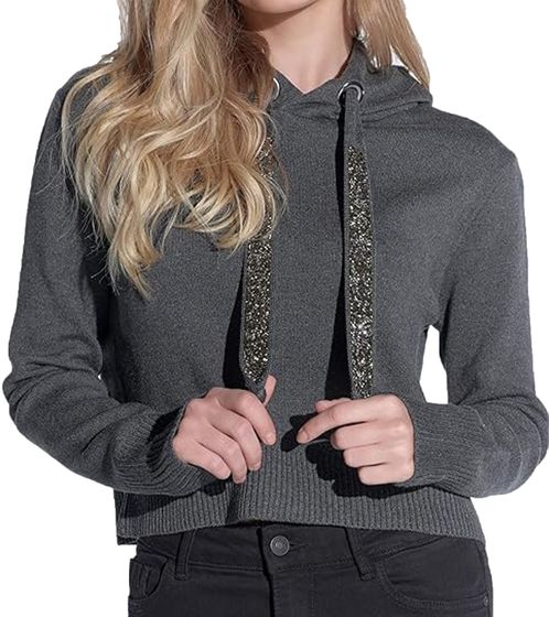 Vestino Women's Knitted Sweater with Hood, Everyday Sweater, 900409 gray