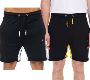 Herren Sport-Short Baumwoll-Shorts kurze Fitness-Hose Trainings-Hose R-13631 Schwarz/Gelb oder Schwarz/Weiß