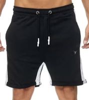 Herren Sport-Short Baumwoll-Shorts kurze Fitness-Hose Trainings-Hose R-13631 Schwarz/Gelb oder Schwarz/Weiß
