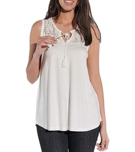Top de verano para mujer Vestino con aplicación de encaje, camisa informal de estilo bohemio 900630 blanco crema Top de verano para mujer Vestino con aplicación de encaje, camisa informal de estilo bohemio 900630 blanco crema
