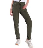 Pantalón jogger de mujer Vestino con tejido teñido vintage y bolsillos con cremallera 901579 Verde