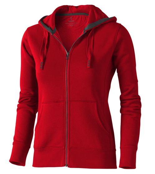 Elevate Arora Damen Sweat-Jacke mit Kapuze 300 g/m2 schlichte Baumwoll-Jacke Pullover 3821225 Rot