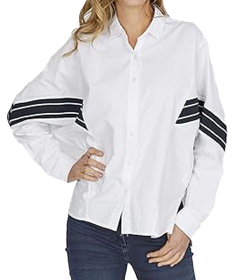 vestino Women's Blouse with Textured Stripes Everyday Blouse Business Blouse Summer Blouse 900350 White