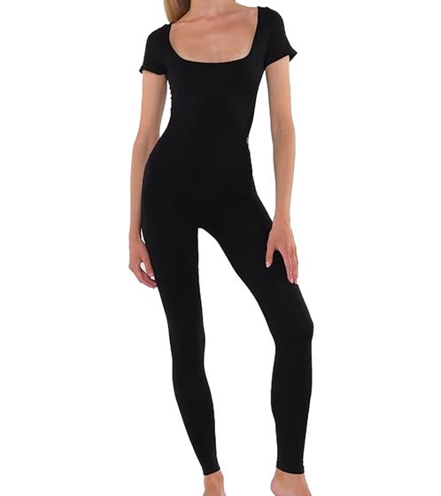 YOU DO YOU women's jumpsuit fashionable fitness one-piece accentuated waist workout jumpsuit 905011 Black