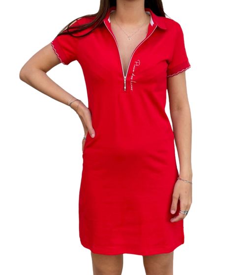 Les Tropeziennes women's polo dress, summer dress, stylish mini dress made of pure cotton 142 0739 CI Red