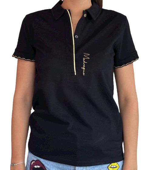 Les Tropeziennes Women's Cotton Polo Shirt with Lurex Details Short Sleeve Shirt 1123 3431 CA Black