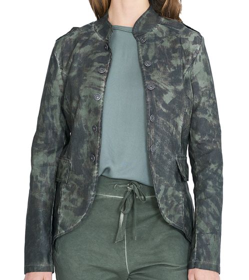 Vestino Women's Camouflage Blazer with Buttons, Spring Blazer 900518 Green
