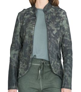 vestino Damen Blazer Camouflage mit Knöpfen und Schulterklappen Frühlings-Blazer Alltags-Sakko 900518 Grün