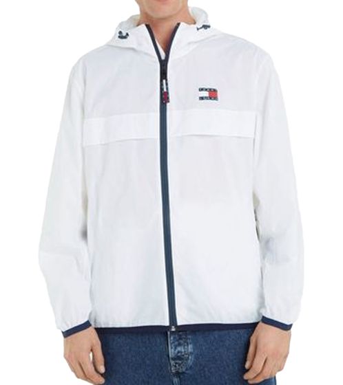 Veste de transition à capuche pour homme TOMMY JEANS, veste d'extérieur, veste de pluie, 88319522, blanche