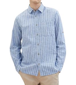 Tom Tailor Men's Linen Shirt, Elegant Business Shirt, Summer Shirt, 36052922 Blue