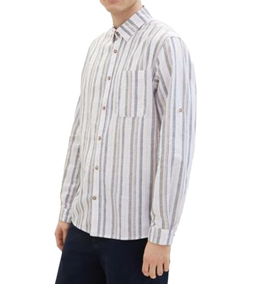 Camisa de lino para hombre de Tom Tailor, elegante camisa de negocios, camisa de verano 63757469 blanca