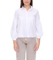 COURSE Damen Sommer-Bluse mit Perlen Langarm-Shirt 901879 Weiß