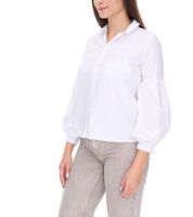 COURSE Damen Sommer-Bluse mit Perlen Langarm-Shirt 901879 Weiß