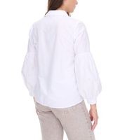 COURSE Damen Sommer-Bluse mit Perlen Langarm-Shirt 901879 Weiß