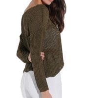 vestino Damen Strick-Pullover mit Netz-Struktur Alltags-Pulli Sweater 900709 Khaki