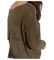 vestino Damen Strick-Pullover mit Netz-Struktur Alltags-Pulli Sweater 900709 Khaki