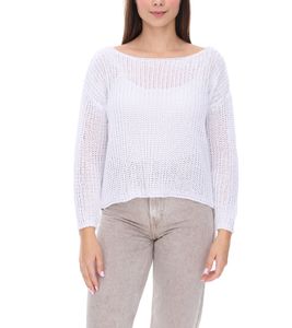 Suéter de punto para mujer Vestino con estructura de malla, suéter para el día a día, 900709 blanco Suéter de punto para mujer Vestino con estructura de malla, suéter para el día a día, 900709 blanco